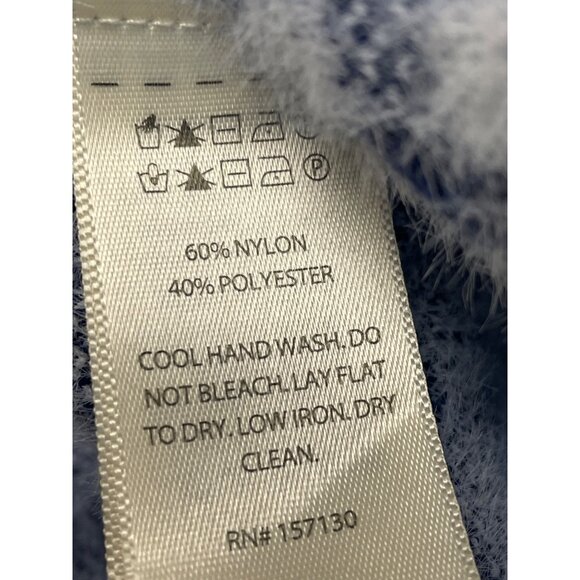 Max Studio Womens Blue/White Fuzzy Checker Jacket Snap Button Front Size M - Picture 7 of 8